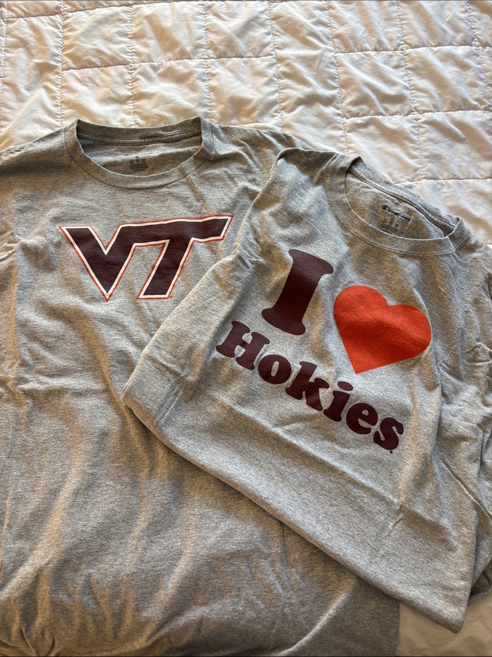 2 Gray T-shirts ‘I ♥ Hokies' T-Shirt with VT Logo